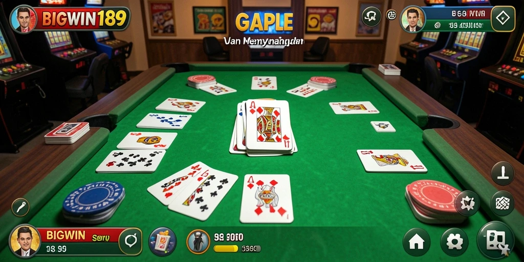 Tampilan menarik dari gameplay Gaple di BIGWIN189.